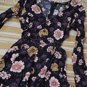 Long sleeve floral cutout dress/ sundress